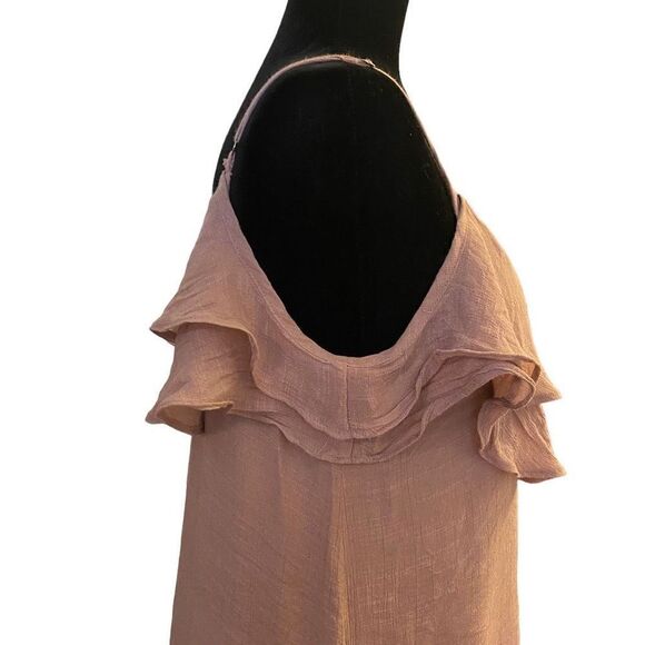 Entro Dark Lilac Soft Beige Sleeveless Ruffle Lace Sheath Dress Sz M - Picture 6 of 12